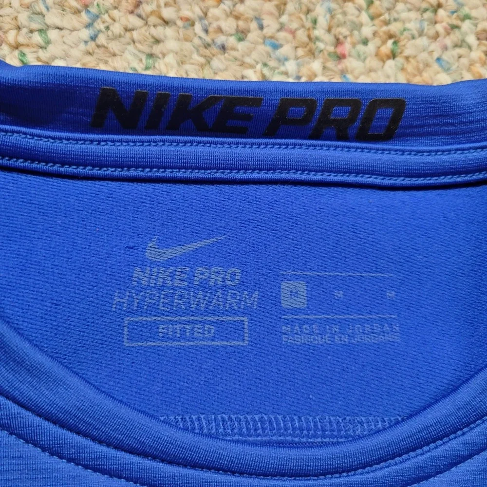 Nike Pro Hyperwarm Sweatshirt Mens Medium Blue Long Sleeve Base Layer Fitted Top